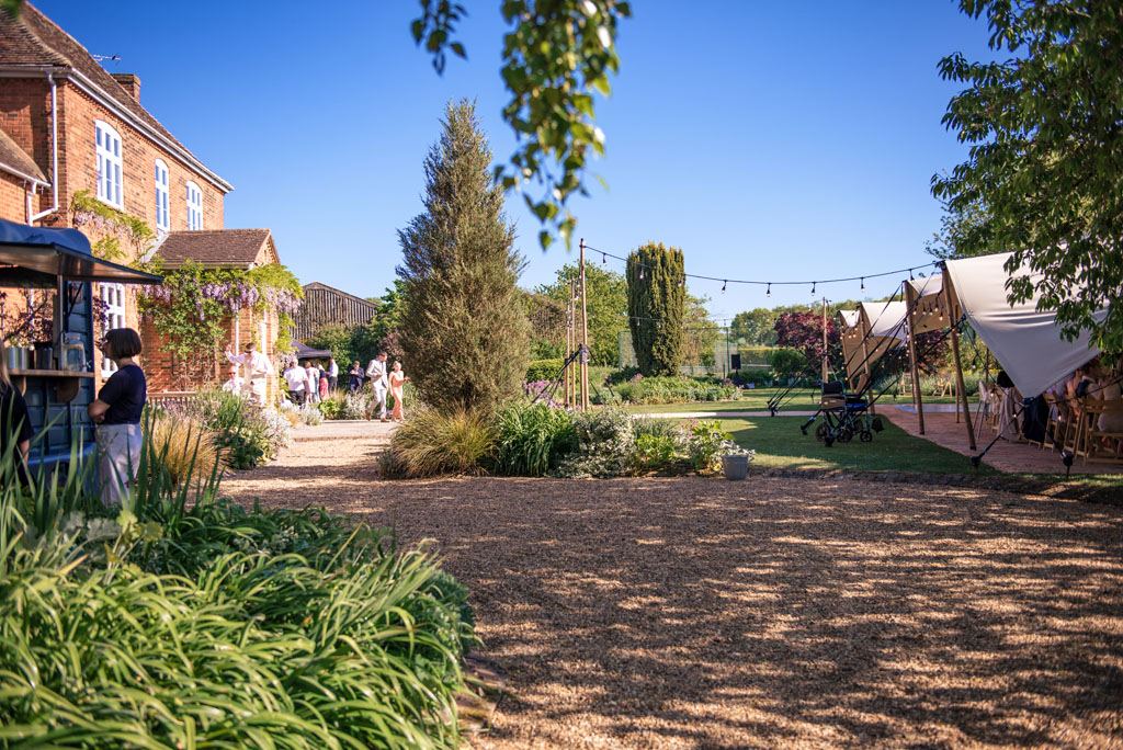 Guests enjoying the Farmhouse & Gardens at Polehanger